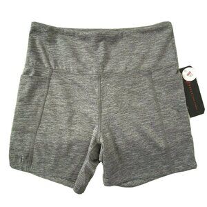 Bally Total Fitness Women's size Medium Athletic High Rise 5" Pocket Shorts Gray